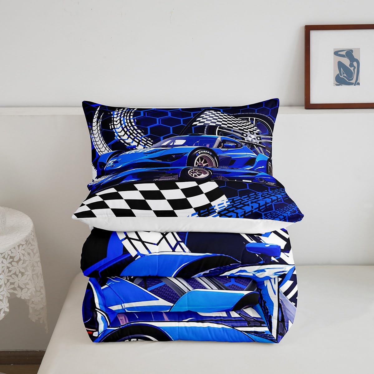 Race Car Toddler Bed Erosebridal Honeycomb Twin Bedding Set For