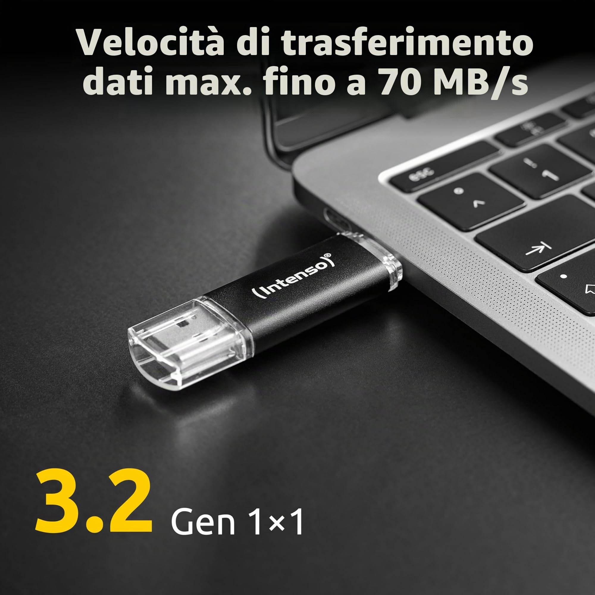 Intenso Twist Line 32 GB - Chiavetta USB Dual 3.2 Gen 1x1, USB-C e USB-A, 70 MB/s, antracite