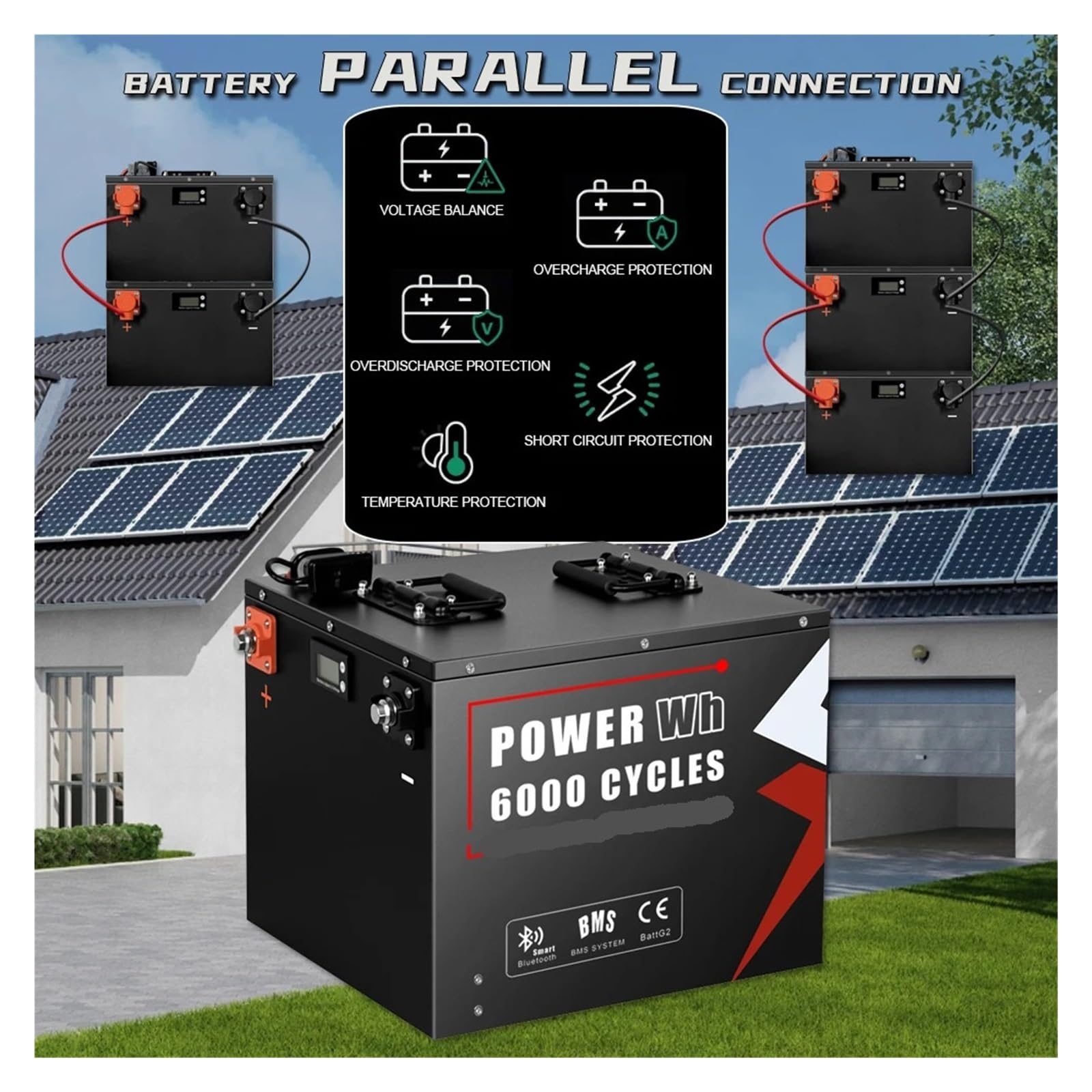 Batteria LiFePO4 12V 500AH 12.8V 300AH 500AH Grado A 6000 Cicli BMS Bluetooth Integrato For Lo Stoccaggio Di Barche A Motore For Camper(12V 200AH Bluetooth)