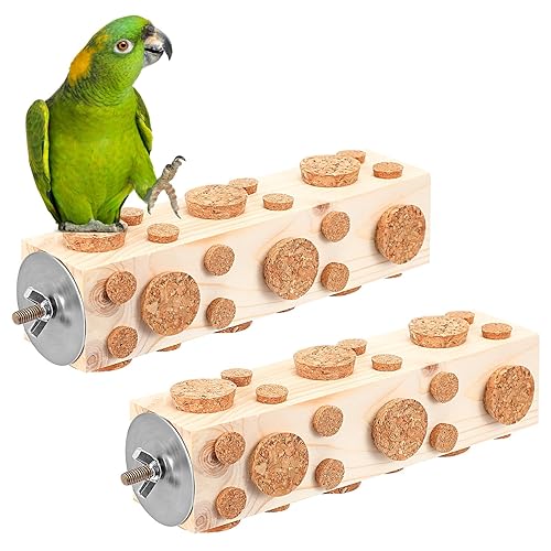 Skyygemm 2 Pieces Bird Chew Toy Wooden Foraging Toys for
