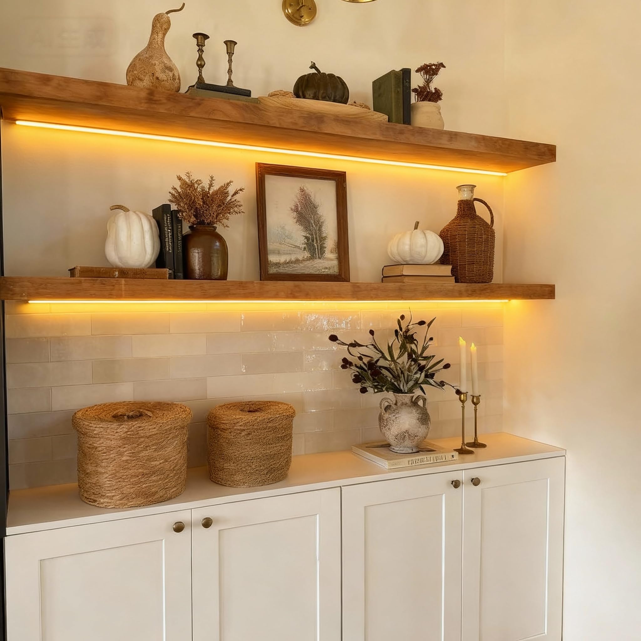 Photo 1 of ROGMARS 36 Inch Walnut Floating Shelves with LED Light