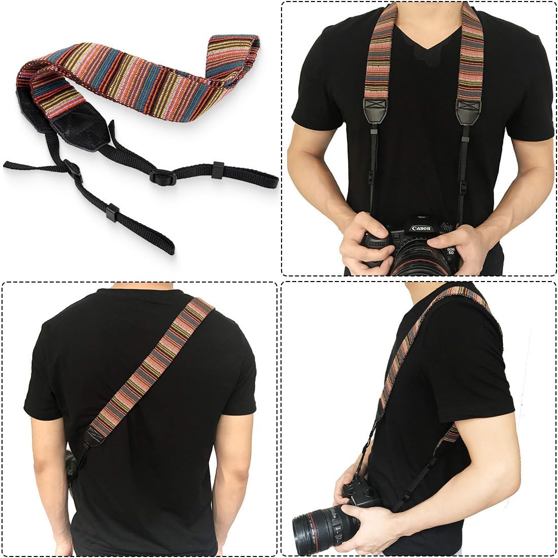 Tracolla Per Fotocamera - In Neoprene Morbido - Regolabile - Per DSLR, SLR E Mirrorless - Comfort E Sicurezza - Foto 3