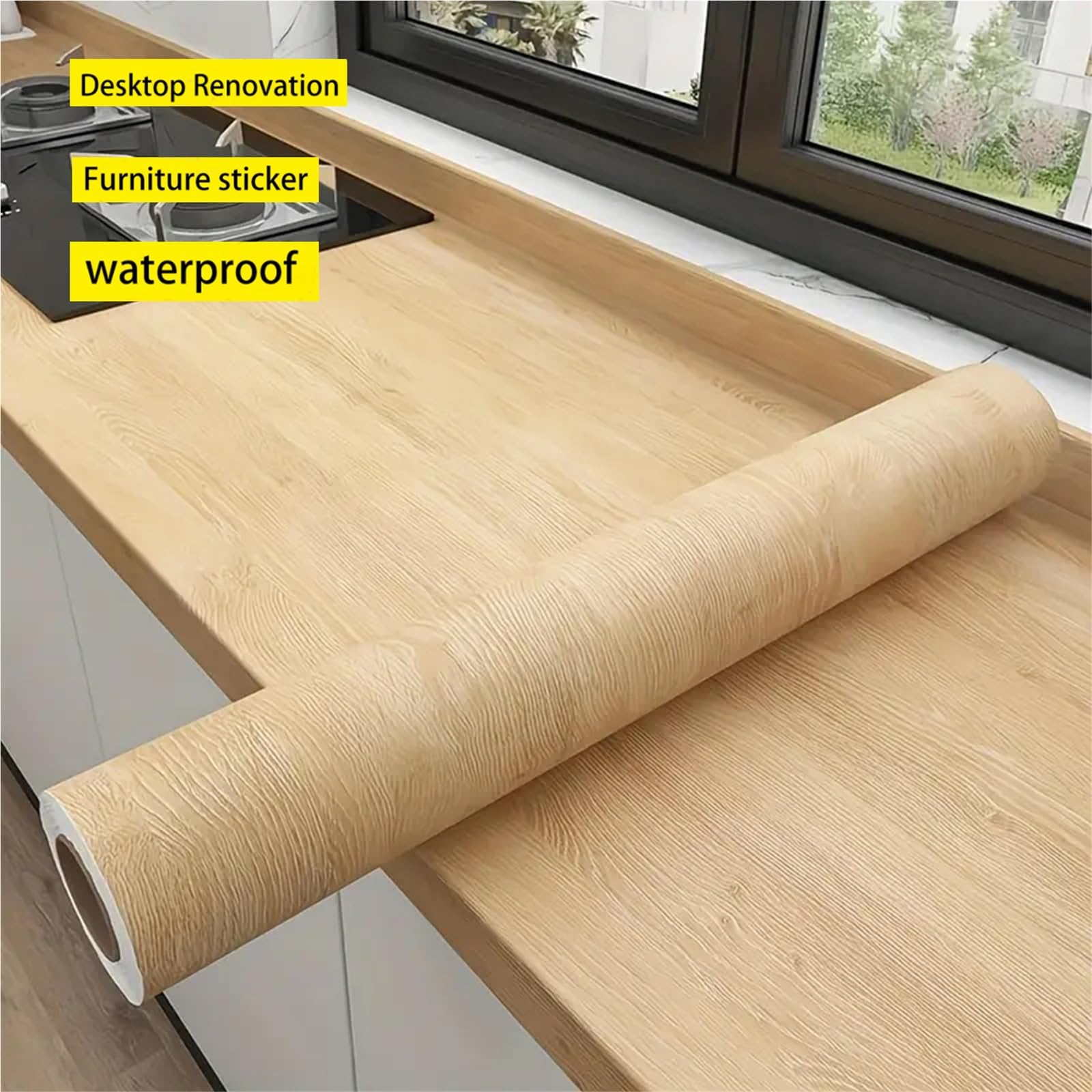 Rotolo di adesivi in ​​PVC con venature del legno