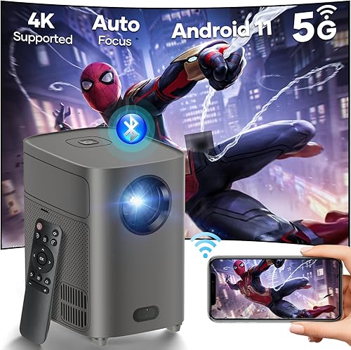 Miniatura 8 de Mini proyector 4K, Q1 Plus 17000 Lux inteligente protección ocular proyector portátil, altavoces de alta fidelidad duales, proyector de película 5G