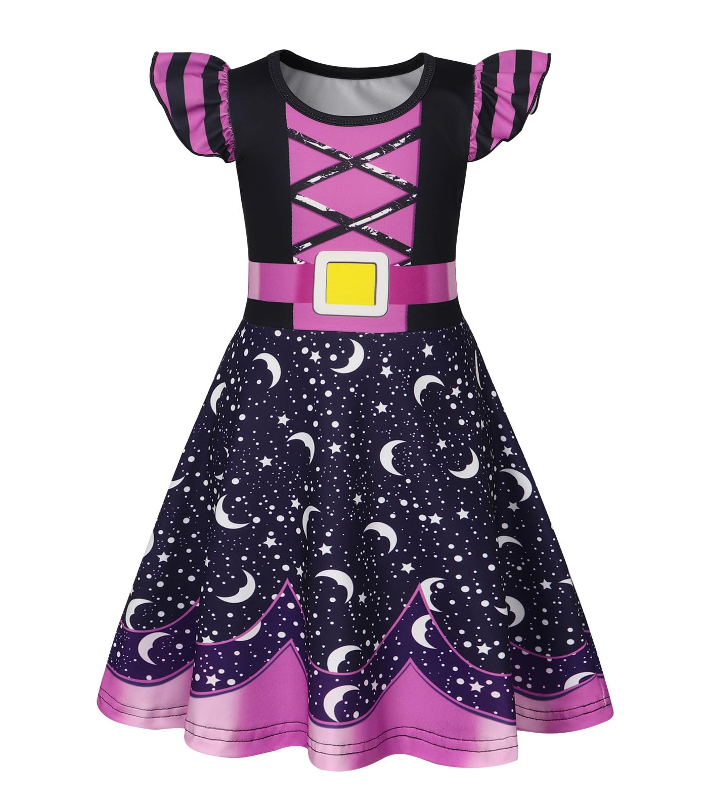 Berich Girls Witch Dressing up Kids Halloween Dressing up World Book Day Costumes for Girls Therm Party Dress up Costumes Witch Fancy Dress Girls Witch Costume Outfits 7-8 Years(Black,140)