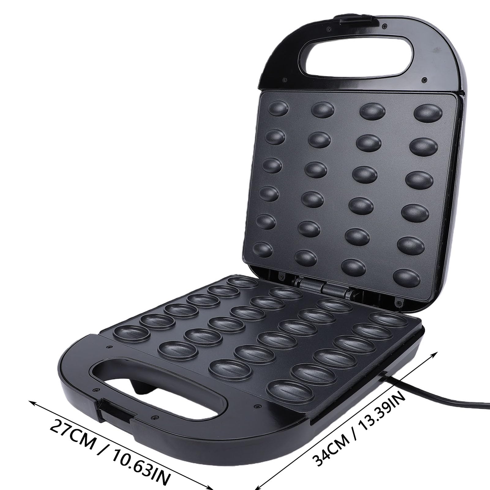 Elektrischer Kegelbäcker, 1400 W, Walnuss-Kuchenform, Antihaftbeschichtet, Sandwich-Grill-Toaster für Hausgemachte Desserts, Gebäck, Snacks, 24 Kapazitäten, Schnelles Erhitzen, (EU-Stecker