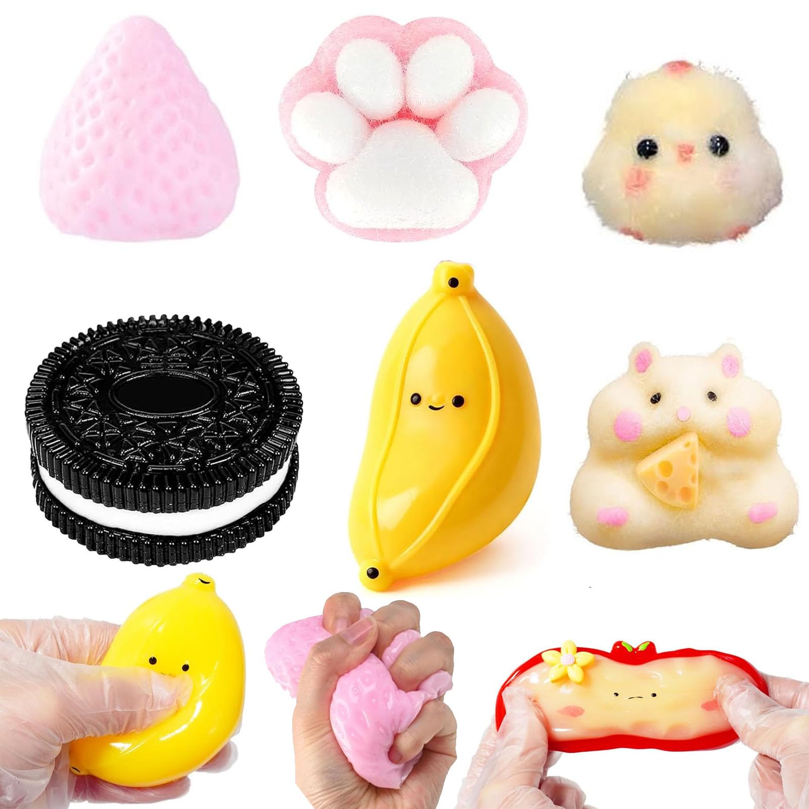 Taba Squishy,6Pcs Squishy Toys for Kids Fidget Toys,for Adults Soft Stress Squeeze Toy Set, Decompression Sensory Play Fidgets Gifts for Children Birthday Novelty Squishes