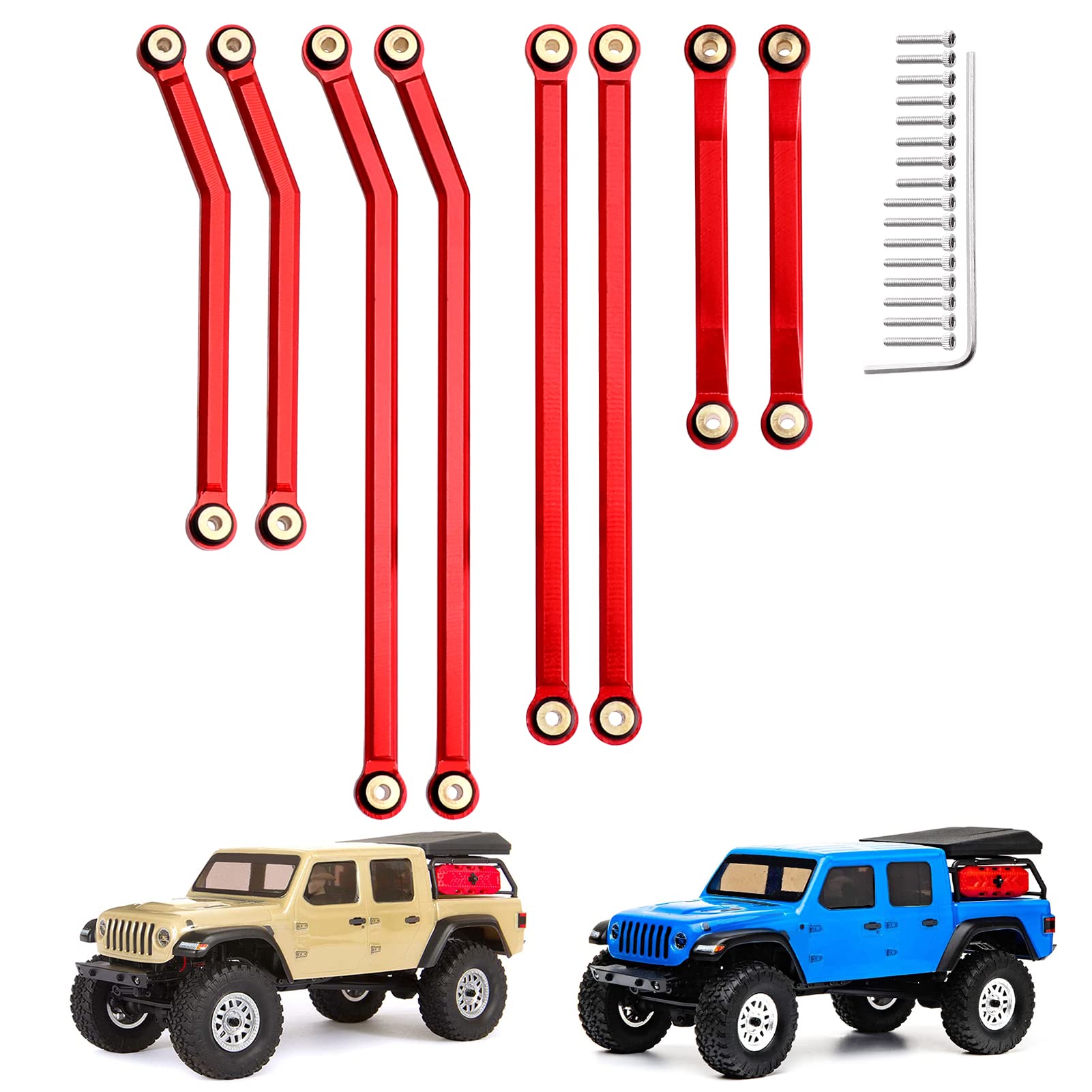 GoHobby High Clearance Front Links Set for Axial SCX24 Gladiator AXI00005, 8PCS (Red)