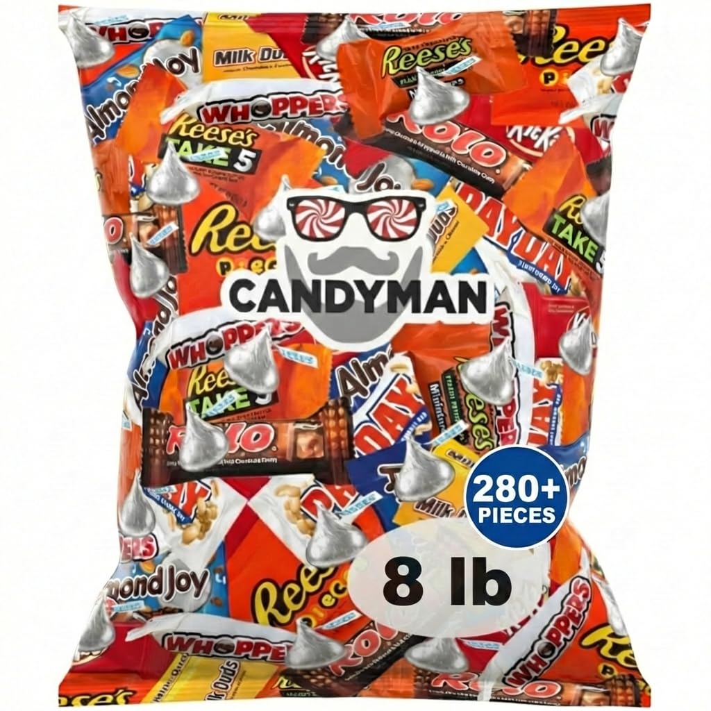 CANDYMAN 8 Pound Assorted Chocolate Candy Variety Pack, Individually Wrapped Bulk Chocolates, Holiday & Gift Candy, Mother's Day