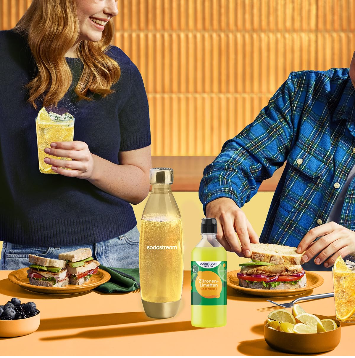 Sodastream drink mix Zitrone-Limette – Sirup für gesprudeltes & stilles Wasser, 4er Pack (4 x 440 ml),ergibt bis zu 9L Fertiggetränk
