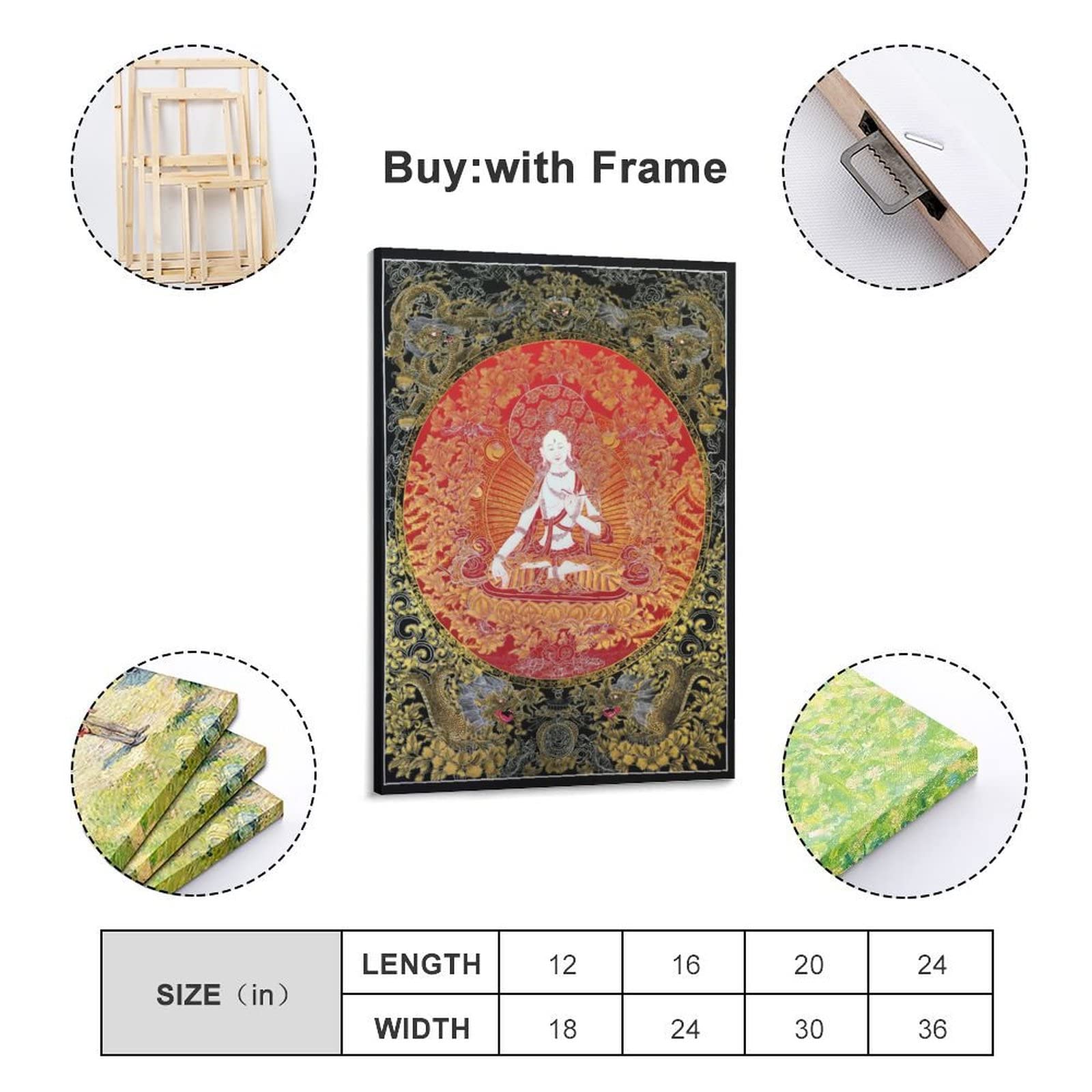 Poster da parete con Buddha Bodhisattva con drago, buddismo, religione, meditazione, decorazione per la casa, poster su tela, 60 x 90 cm