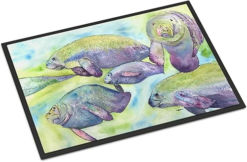 Caroline's Treasures 8544-MAT Manatee - Tapete para puerta delantera, 18 x 27 pulgadas, para interiores y exteriores, para entrada, antideslizante,