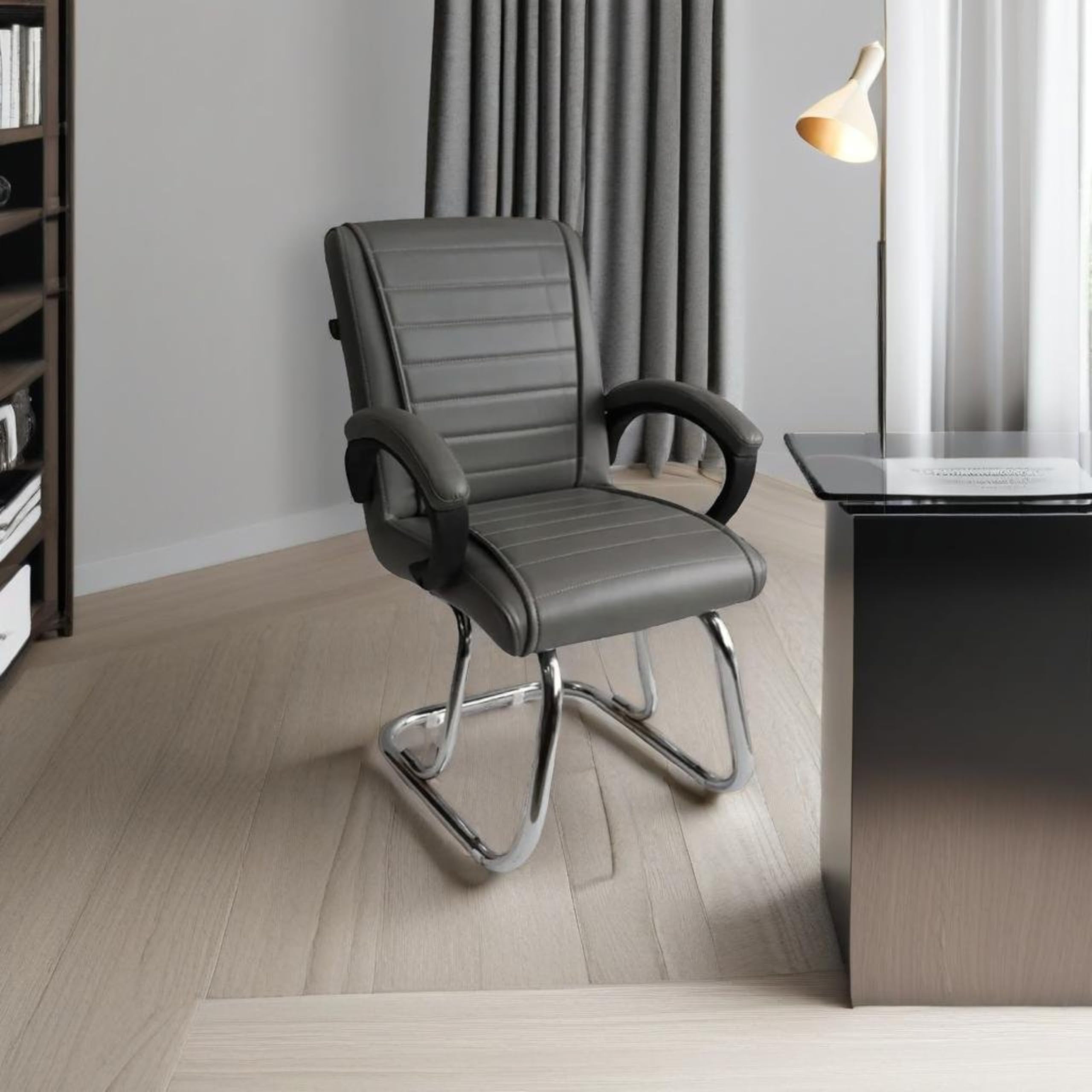 GOYALSON Home Exclusive Visitor Study Reception Chair with arm Rest and Heavy Frame with Cushioned seat Back (1, Grey, Double Pipe Frame) (B0CRNK8JM7) Amazon Price History, Amazon Price Tracker