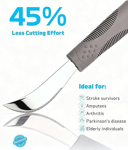 Miniatura 4 de Adaptive Utensils (juego de 4 piezas) con peso de 7 onzas  Utensilios de cabeza de pala para pacientes de Parkinson, temblores de manos, artritis y