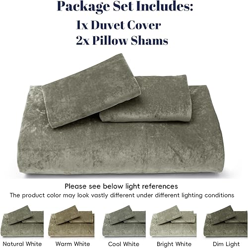 Miniatura 36 de PHF - Juego de funda de edredón de pana ligera, tamaño California King, 3 piezas de mantas, con cierre con botón, 8 lazos en las esquinas, suave