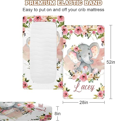 Miniatura 2 de Sábanas de cuna con nombre personalizado, ropa de cama de bebé personalizada para niños y niñas, sábanas bajeras plegables portátiles de algodón