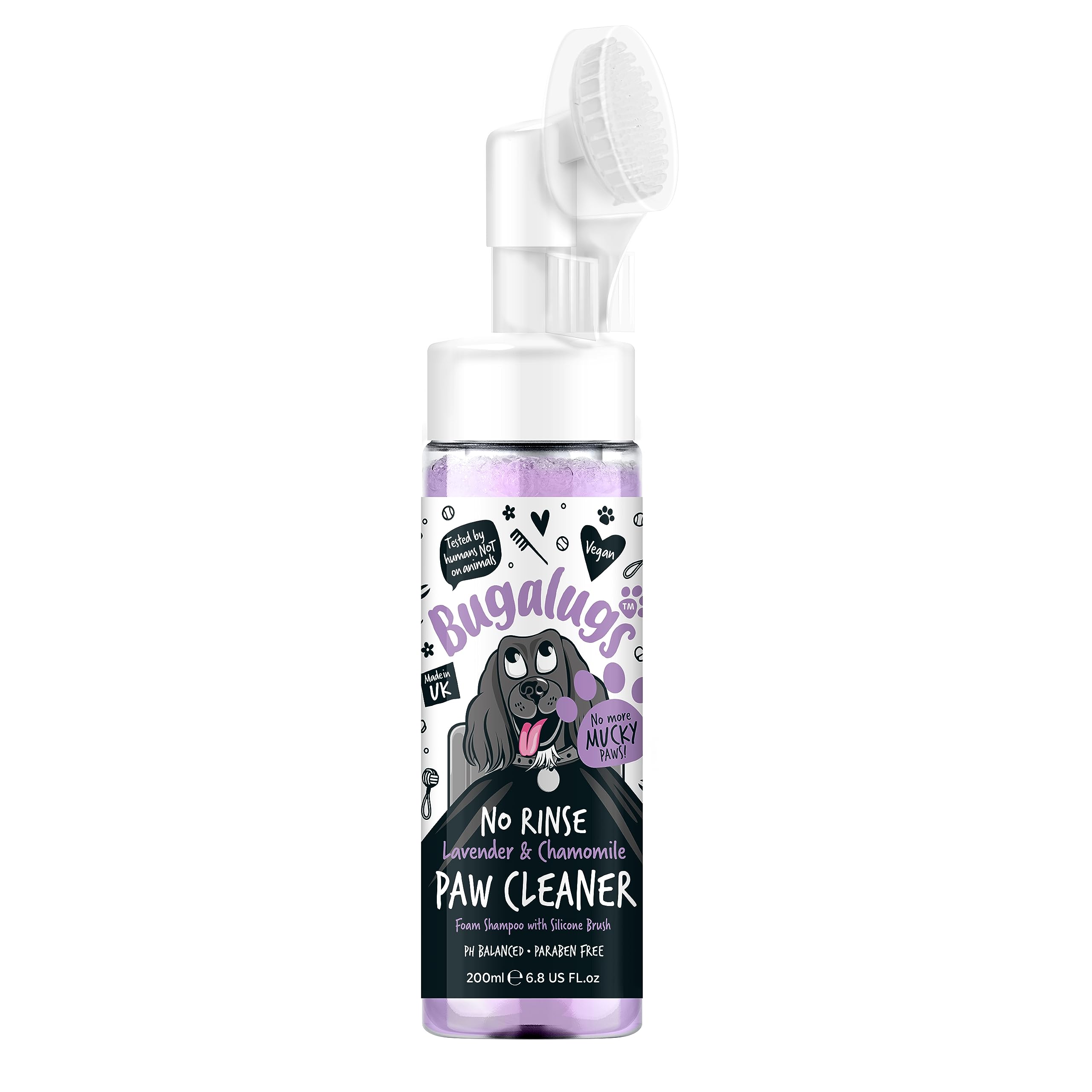 Bugalugs Lavender & Chamomile Paw Cleaner No Rinse Foam Shampoo - 200ML