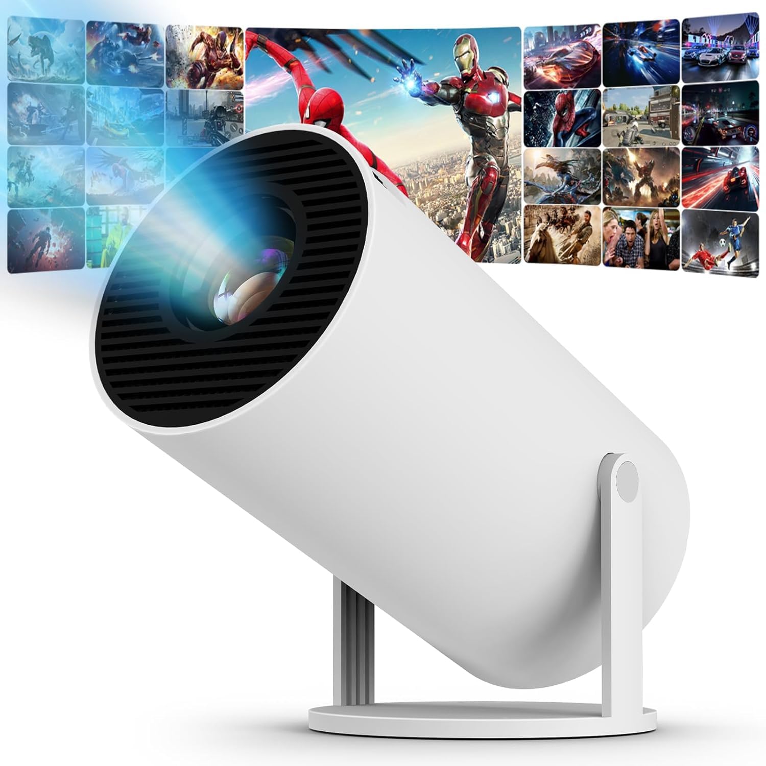 FECLYDET Mini Projector with Android 11, 180° Rotation, WiFi6