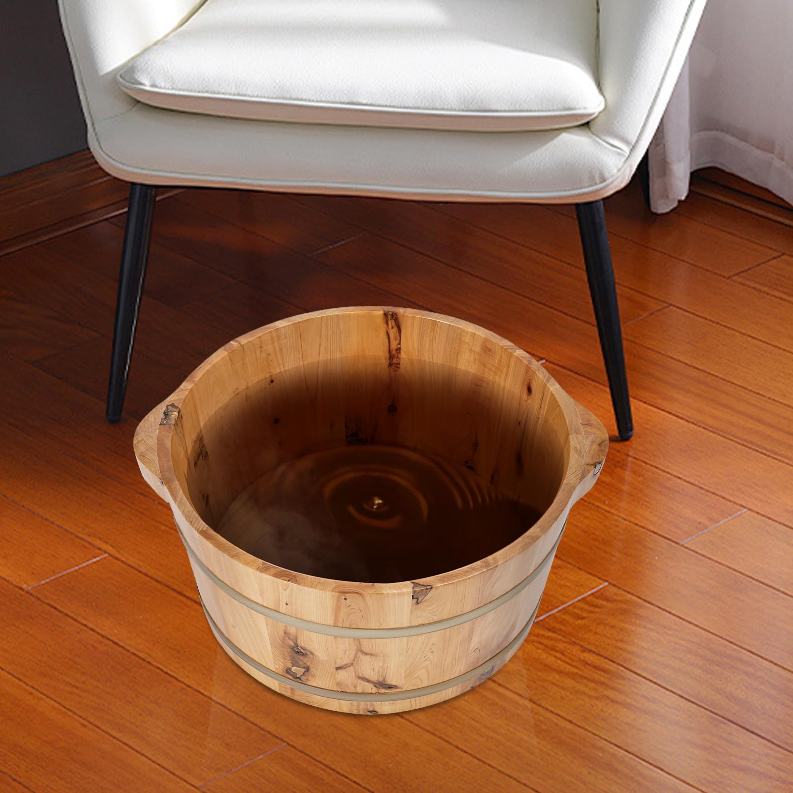 Vasca da bagno per piedi in legno di cipresso di alta qualità, spazio sufficiente (38 x 38 x 20 cm), per famiglia, pediluvio dei piedi, colore legno