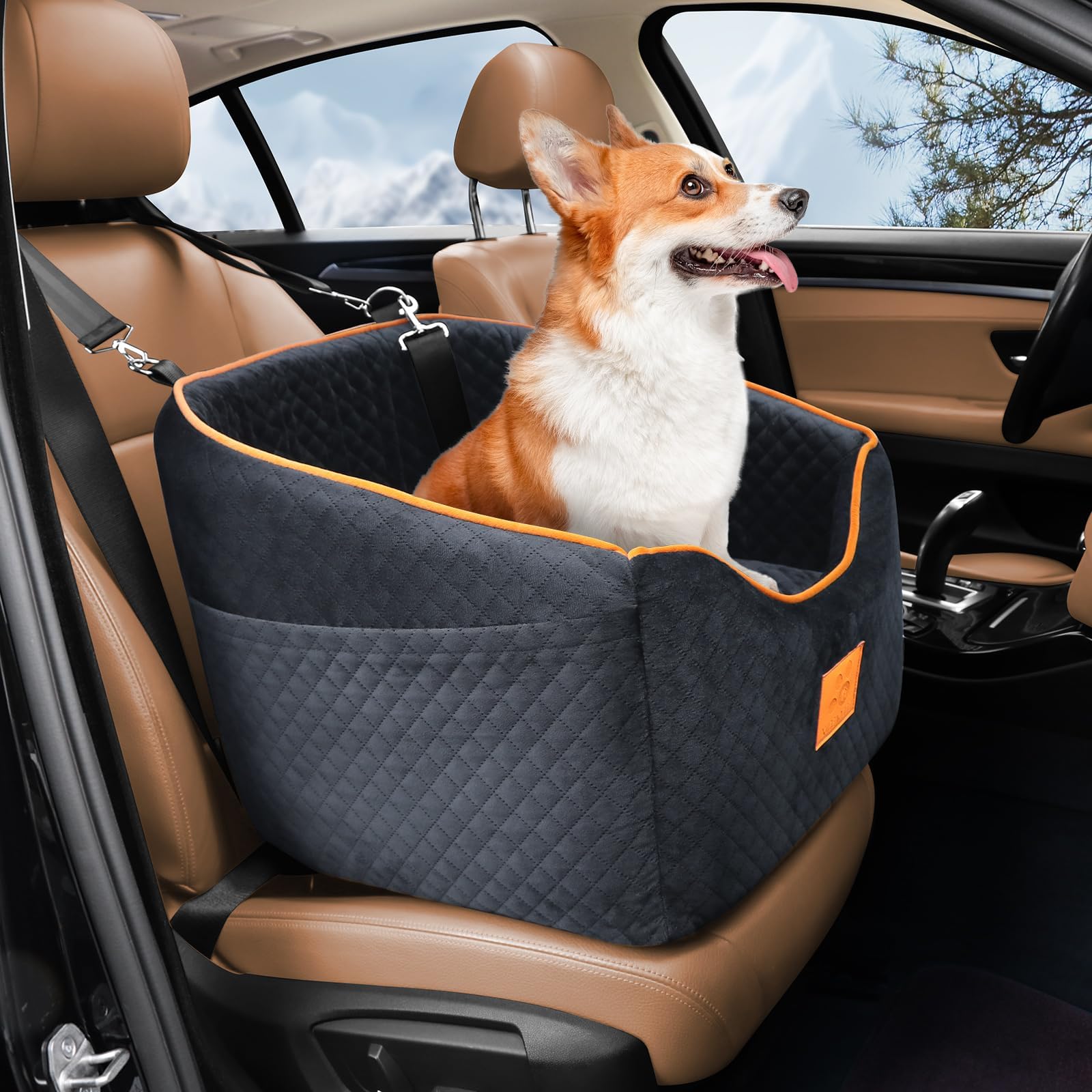 UNICITII Dog Car Seat for 2 Small Dogs, Elevated Dog