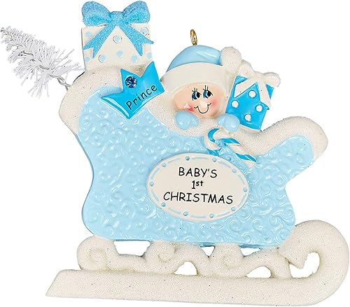 Miniatura 4 de Adorno personalizado para árbol de Navidad para bebé niño en trineo 2023  Primer adorno de Navidad para bebé, decoración de Navidad para bebé de