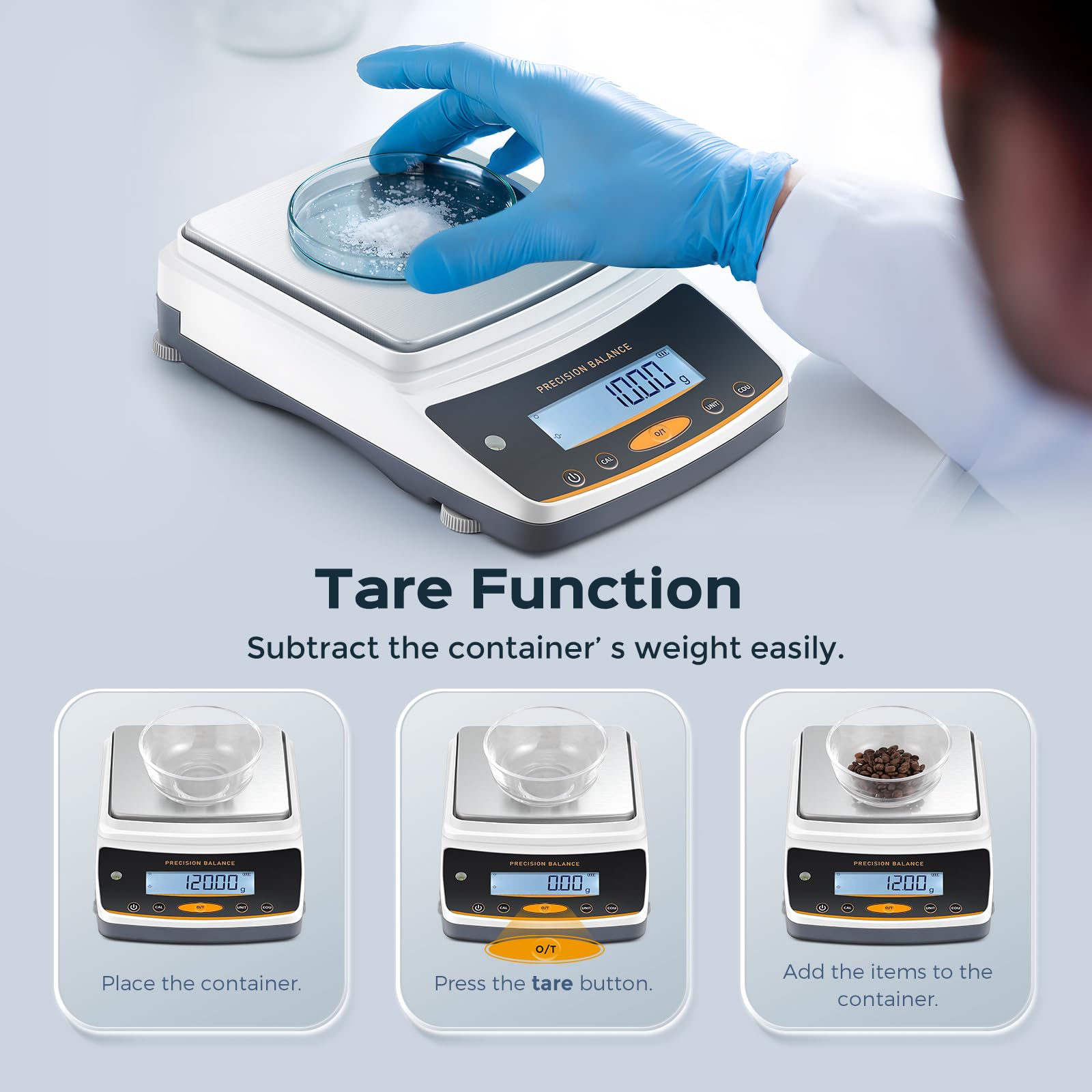 Bonvoisin Báscula de laboratorio: 5000 g x 0,01 g, báscula digital recargable con interfaz RS232, precisión de 0,01 g