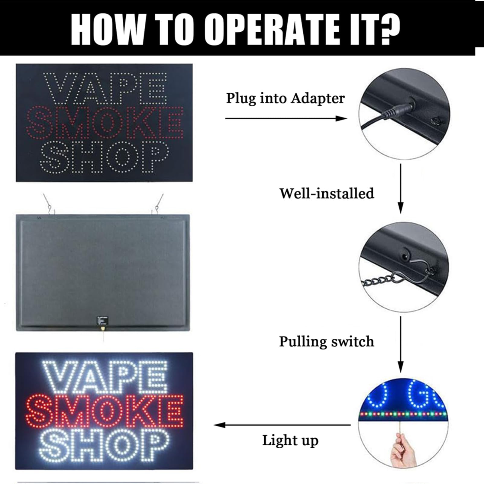 Znak Sklepu Z ArtykułAmi Tytoniowymi Dla Firm, Znak Led Vape, Elektryczny Znak Reklamowy Z Regulowanym łAńCuchem, Superjasny Do Sklepu Z ArtykułAmi Tytoniowymi I Akcesoriami,B