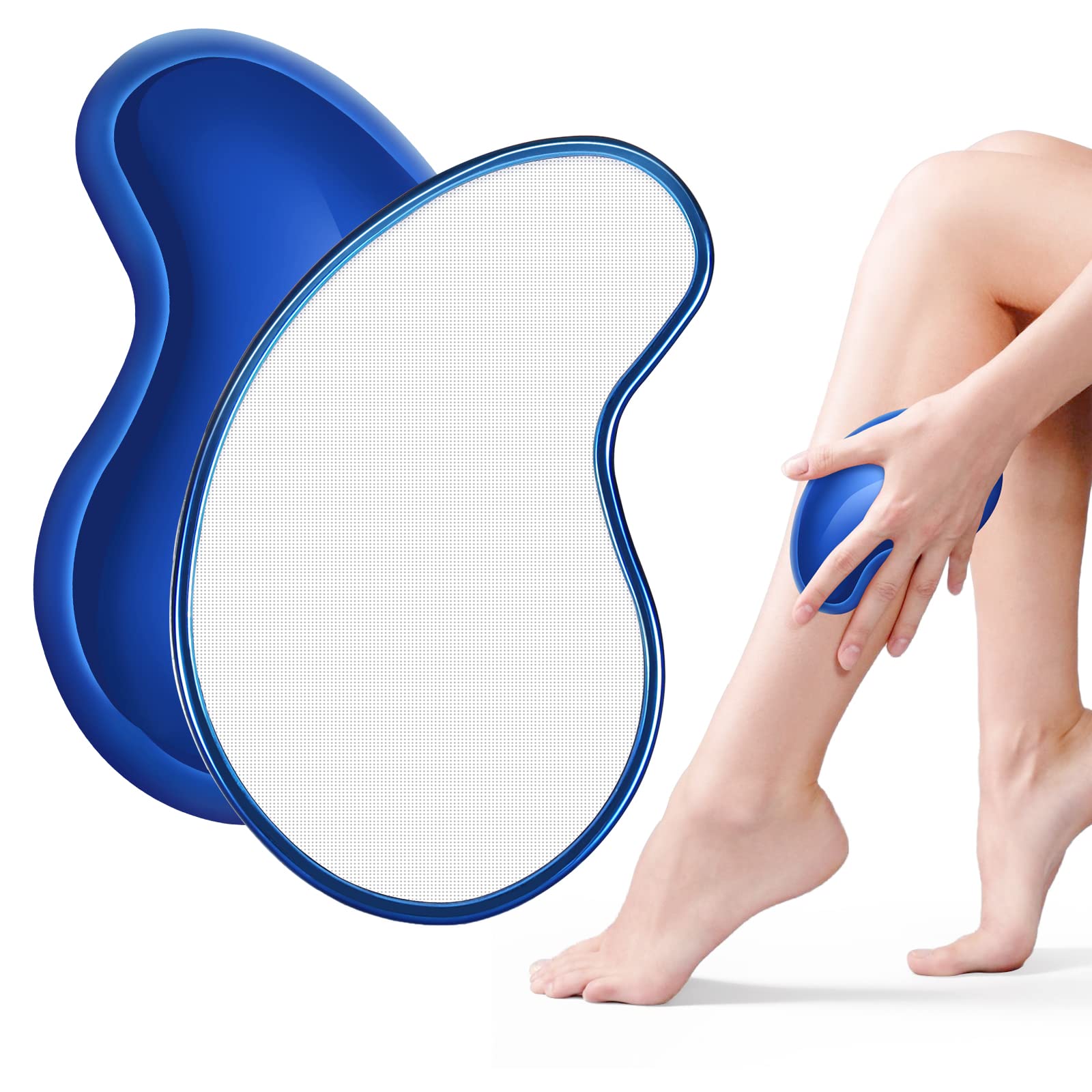 Crystal Hair Eraser, Nano Crysta Hair Remover, Nano Crystal Painless Exfoliation Hair Removal Tool for Men and Women, Magic Hair Remover Silver, Soft Smooth Silky Skin (Blue)