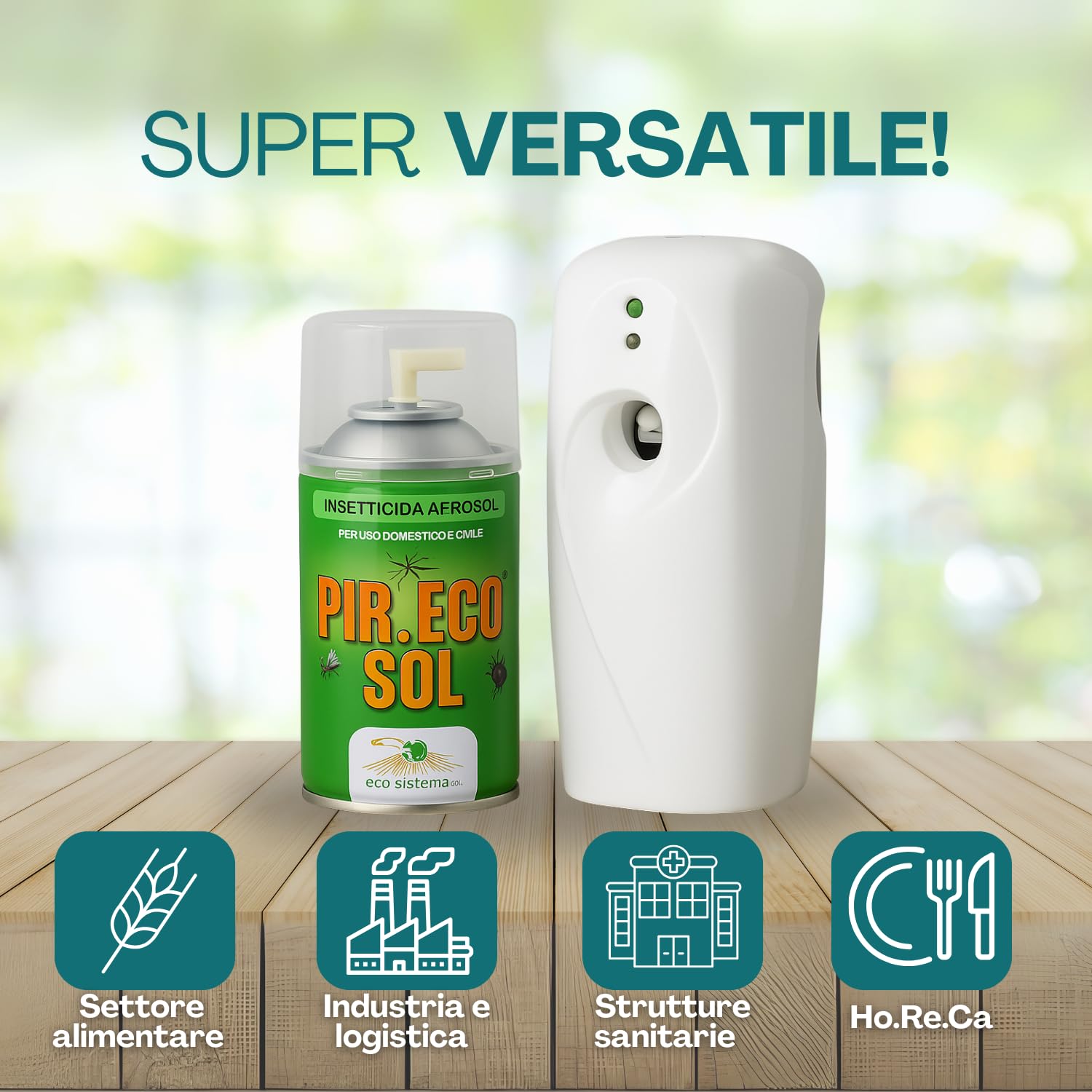 Virsus 6 Bombolette Insetticida a Base di Piretro da 250 ml per Mosche zanzare e Insetti Volanti e Striscianti Uso Domestico, Piretro Naturale + 1 Erogatore Night And Day Automatico programmabile