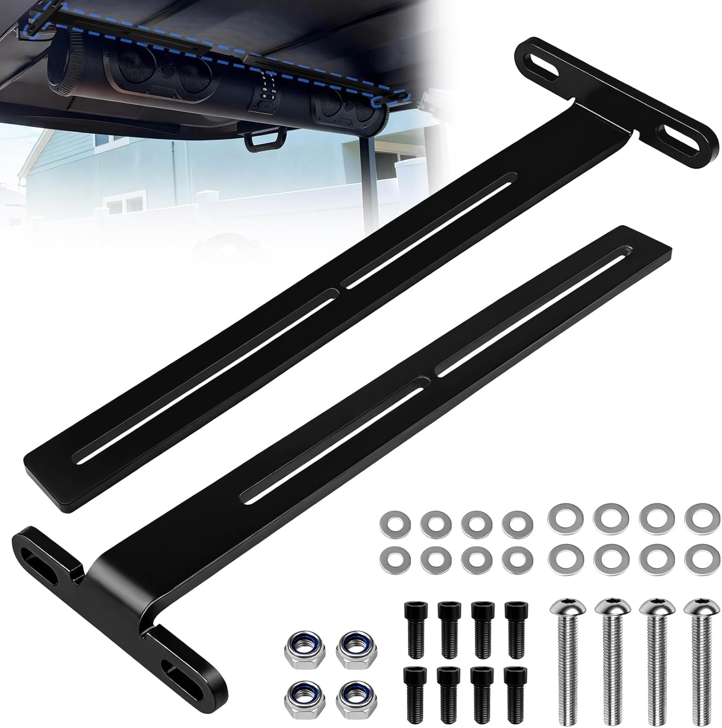 Heavy-Duty Golf Cart SouldBar Mount T-Bracket, Adjustable Steel Roof Soundbar Mounting Bracket for SE18, SE26, SEB26, SEDS32 Soundbars — Universal T-Shaped Bracket for Golf Carts