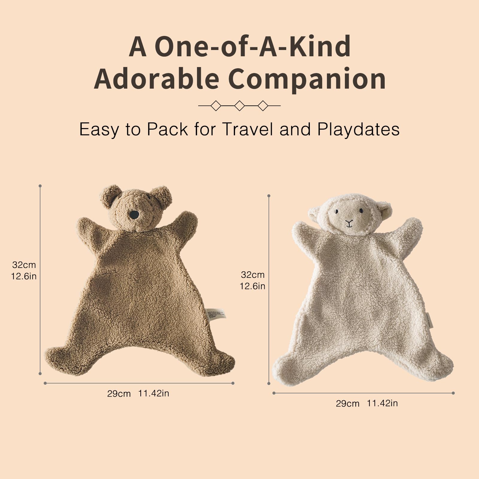 Lovey for Baby, manta de seguridad suave para bebé, juguete de animales de peluche para bebés de 0 a 12 meses, regalo de bebé para bebés y niños pequeños (beige-cordero)