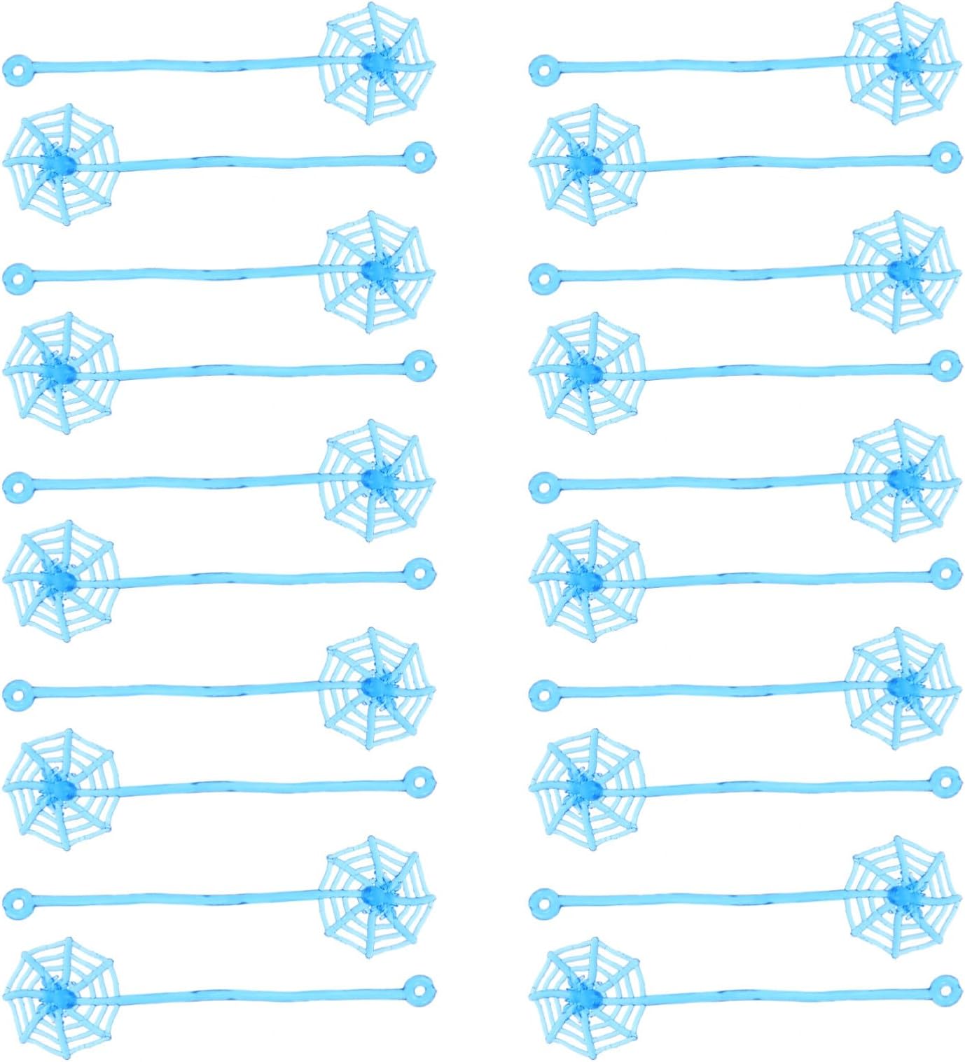MAGICLULU 20pcs Sticky Hand Held Spider Web Mini Elastic Spider Web Extendable Elastic Spider Web for Halloween Decoration Gifts (Blue)