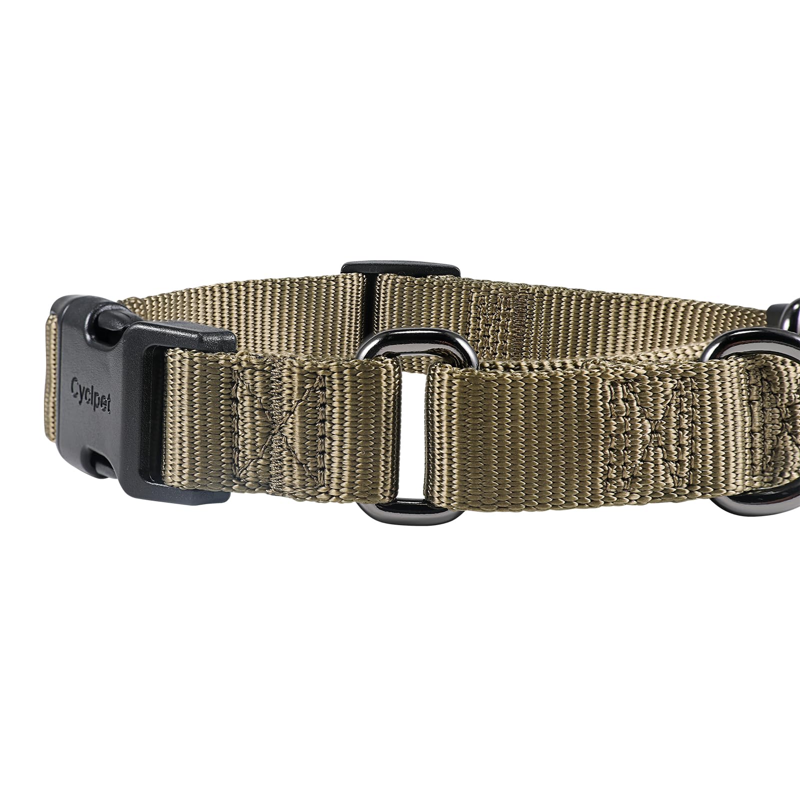 Collar de perro Martingala ajustable de nailon de alta calidad con hebilla de liberación rápida para perros de raza media, uso diario, ayuda para caminar y entrenar. (verde militar, mediano)