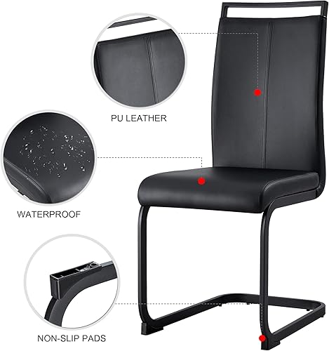 Miniatura 10 de Ebullient Juego de 2 sillas de comedor, modernas de mediados de siglo, sillas de comedor laterales con respaldo alto, cómodas sillas de cocina con