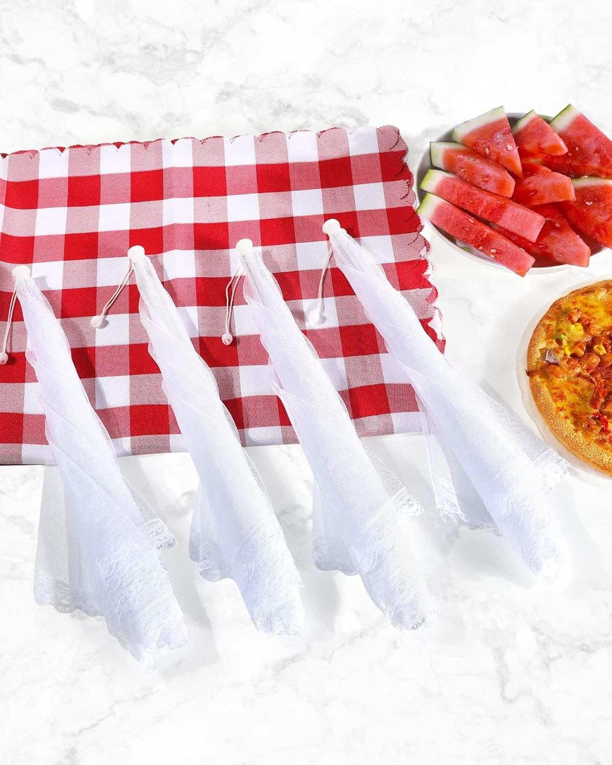  | Anpro Food Cover Food Tent- Pop-up Food Nets, 1 Extra Large (40"X24") & 4 Standard (17"X17") Mesh Food Covers for Outside, Picnic Accessories, Reusable and Collapsible, 5 Pack: Plate Serving Covers