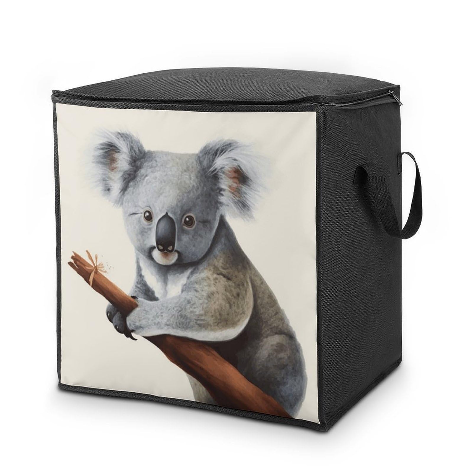 Koala And Butterfly Storage Bag with Zippers And Handle Extra Large Bedding Comforter Storage Bag Foldable Blanket Storage Bags Fabric Moving Bags for Closet Organizer (70L)