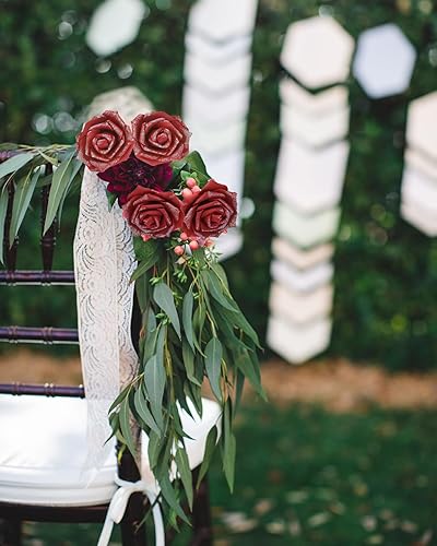 Miniatura 5 de IPOPU 30 flores artificiales de espuma con purpurina burdeos (purpurina borgoña)