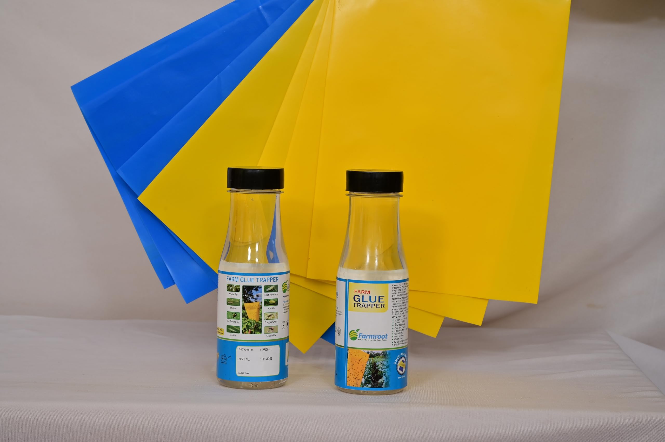 FARMROOT Glue Trapper Insect Killer, Non Toxic, Non Drying, Organic Yellow & Blue Sticky Trap (Reusable) for Insects, Whiteflies, Aphids, Leaf Minor, Thrips, Absorbent pest. (250 ml)-image-17