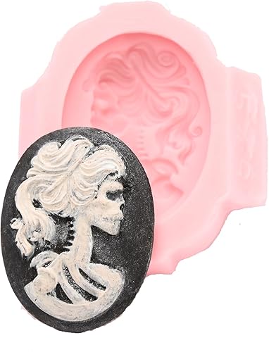 Lolita Skull Cameo Silicone Mold Food Safe Fondant, Chocolate, Candy, Resin, Polymer Clay, Jewelry, Craft Mold