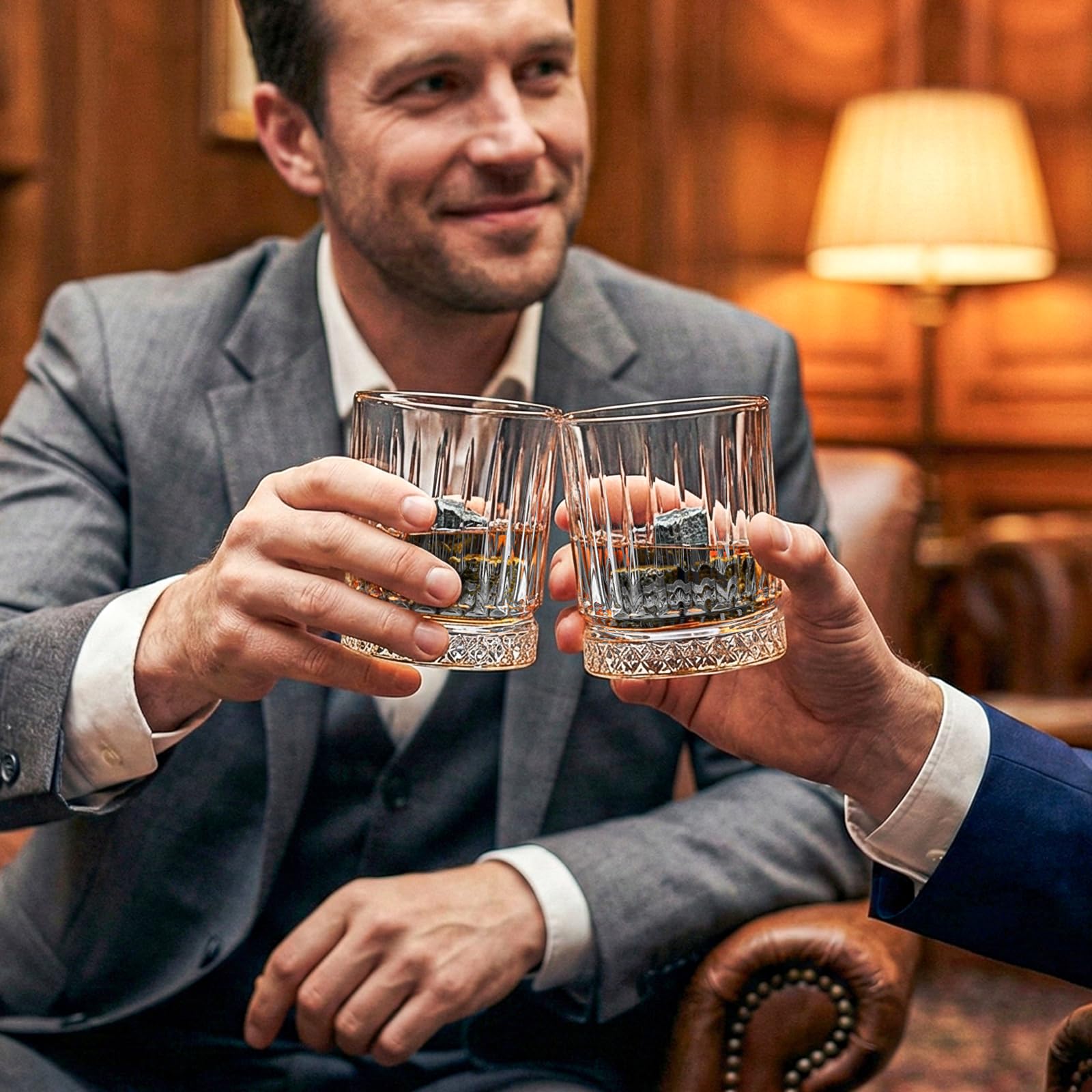 ZEAYEA Juego de 6 vasos de whisky, vasos de 12 onzas, vasos gruesos con fondo pesado para whisky, bourbon, manhattans, cócteles antiguos, transparentes