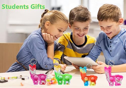 Miniatura 5 de Paquete de 100 juguetes para ansiedad con diseño de animales de alpaca y llama, juguetes sensoriales para autismo y necesidades especiales, regalo