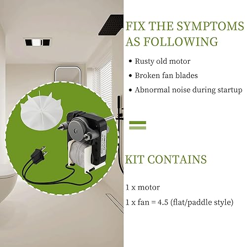 Miniatura 4 de Motor universal para ventilador de ventilación de baño, kit de motor eléctrico SM550, repuesto para Nutone Broan 50 CFM 120V 3000 RPM - Reemplazo
