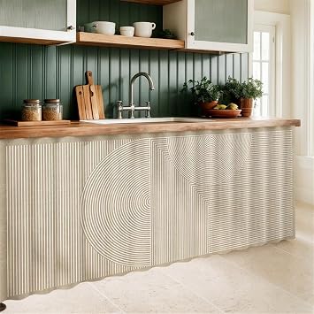 Cabinet Curtains for Kitchen, Beige 1, 28" W x 20" H | Dust Proof Curtain for Shelves Wall Panel Hanging Doorway Noren, Privacy Short Curtains for Closet Storage Room