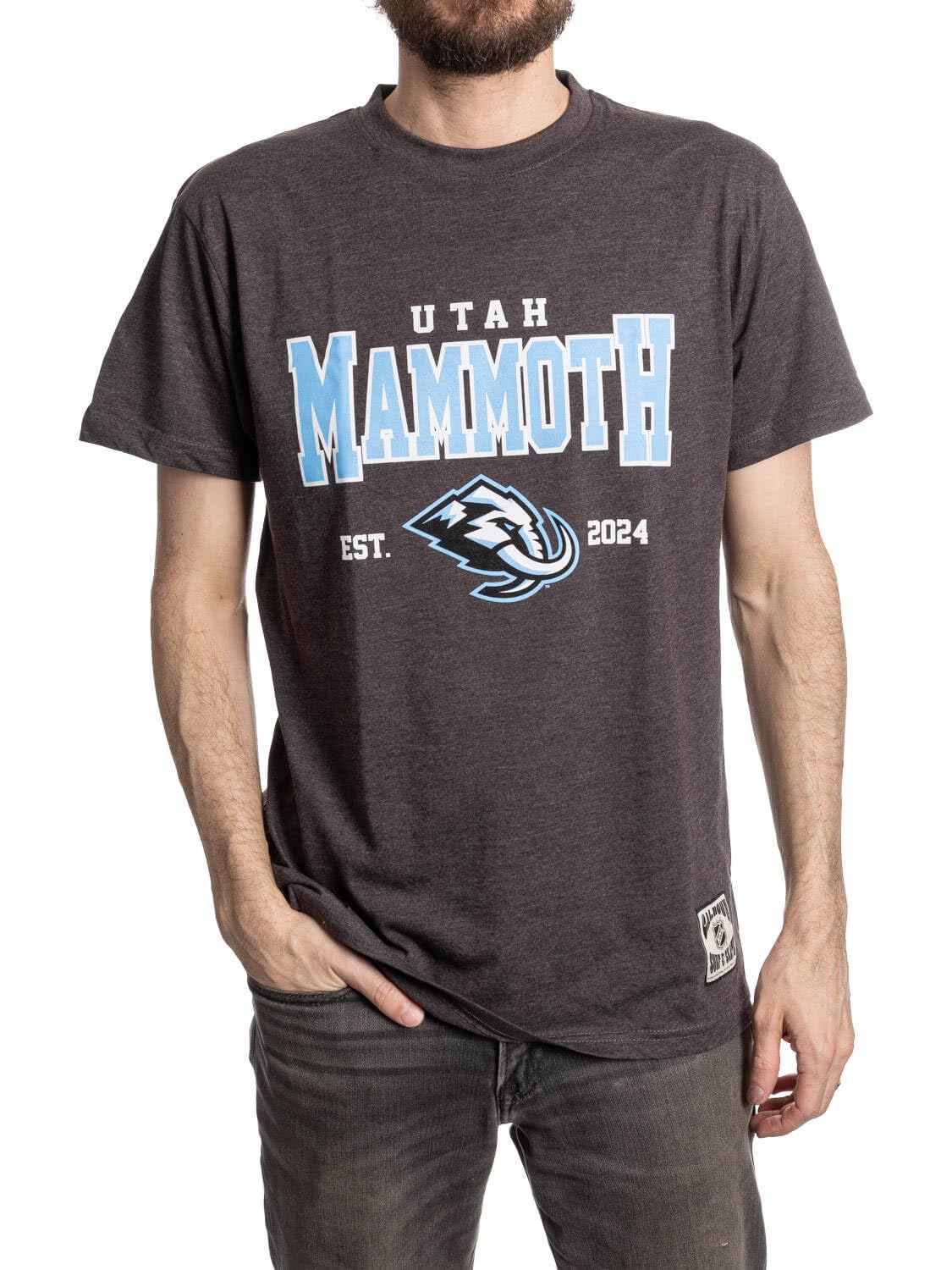 Calhoun NHL Men’s Heather Vintage Style T-Shirt — Screen Printed Logo Tee, Cotton Poly Blend, Utah Mammoth, Medium