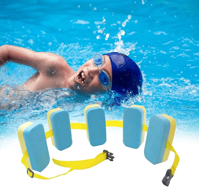 SUFUBAI Kids Swimming Belt, Float Safety Swim Trainer Swimming Bubble Belt Swimming Waist Belt for Kids Swimming Training,Blue