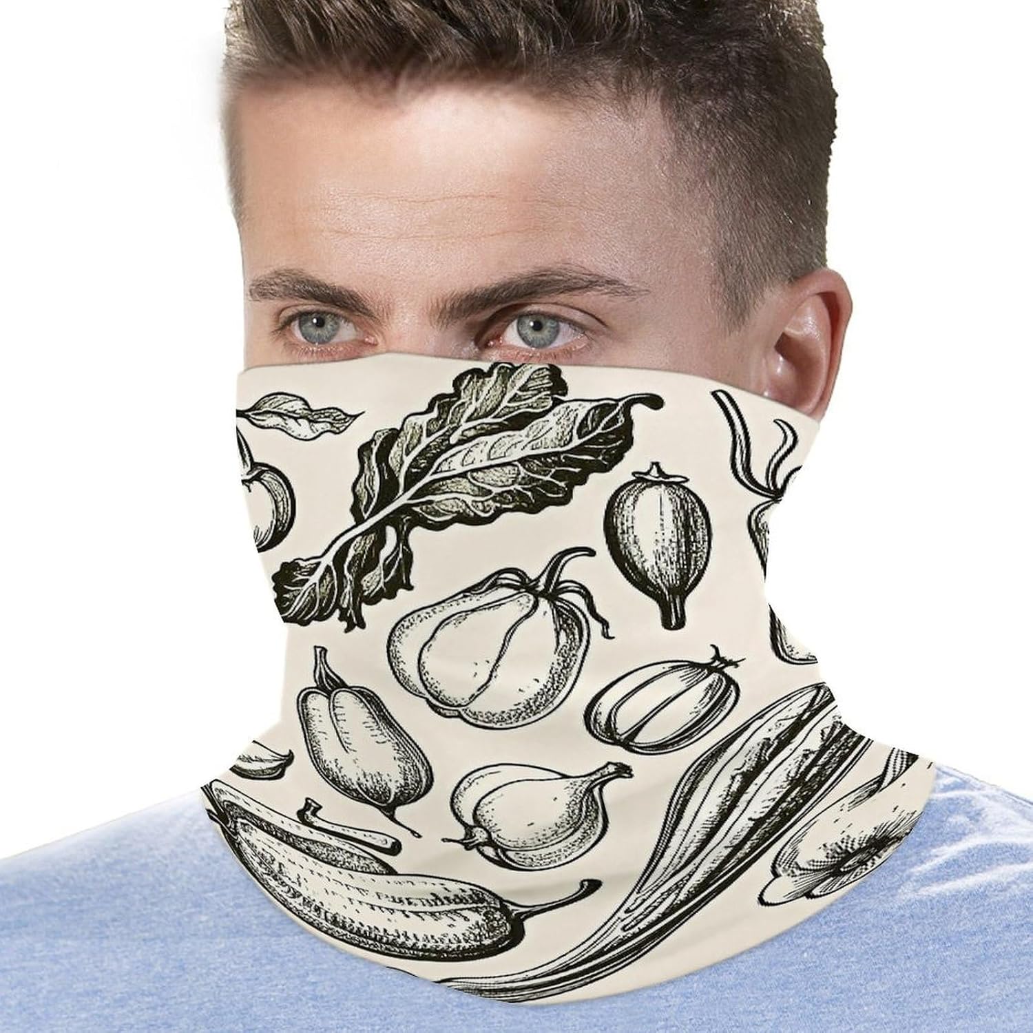 Hand Drawn Vegetables Neck Gaiter Bandana Windproof Breathable Face Mask Cover Face Cover Cold Weather Gator Scarf Winter Neck Warmer Gaiter Half Balaclava Scarf Mask for Men Women