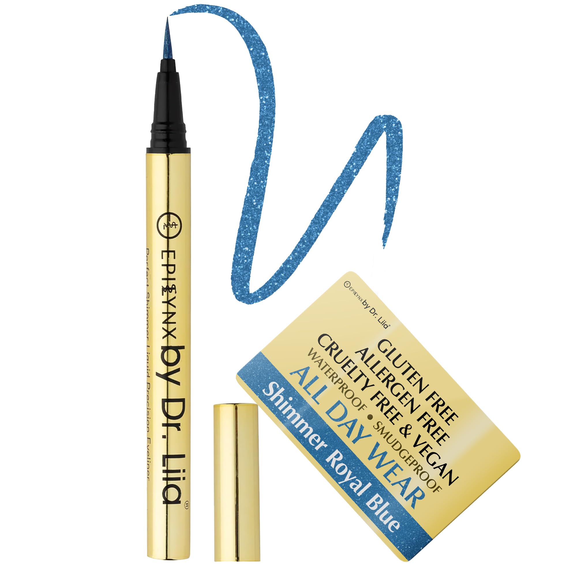 EPILYNX Vegan Gluten & Allergen Free Liquid Eyeliner Pencil | Long Lasting Waterproof Eyeliner with Precision Tip | 2ml | Shimmer Royal Blue By Dr. Liia