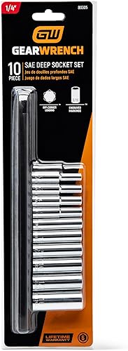 Miniatura 5 de GEARWRENCH 10 Pc. 1/4" Drive 6 Pt. Juego de llaves de vaso profundas, SAE - 80305