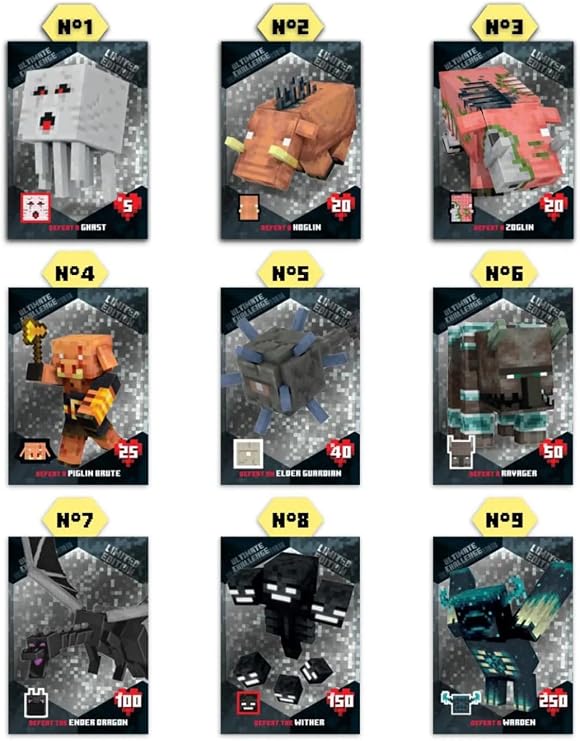 Panini Minecraft Challenges Trading Card Starter Pack, Lisanslı Koleksiyon Albümü, 3 Booster + Limited Edition Kart