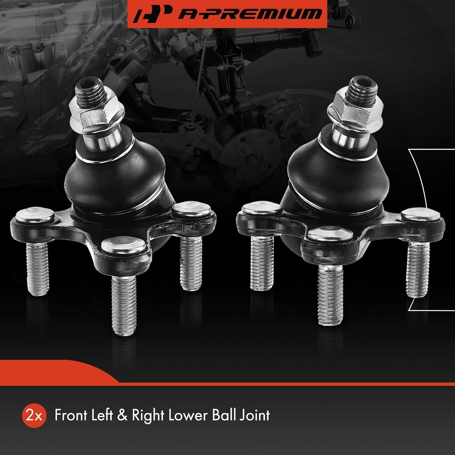 A-Premium 2 x Front Lower Ball Joint, Compatible with Volkswagen Jetta 05-18, Passat & Beetle 12-19, Golf 10-14, Golf R 12-13, Tiguan 09-17, Eos 07-16, GTI 06-14, Rabbit 06-09, Audi A3/Q3 (Quattro)